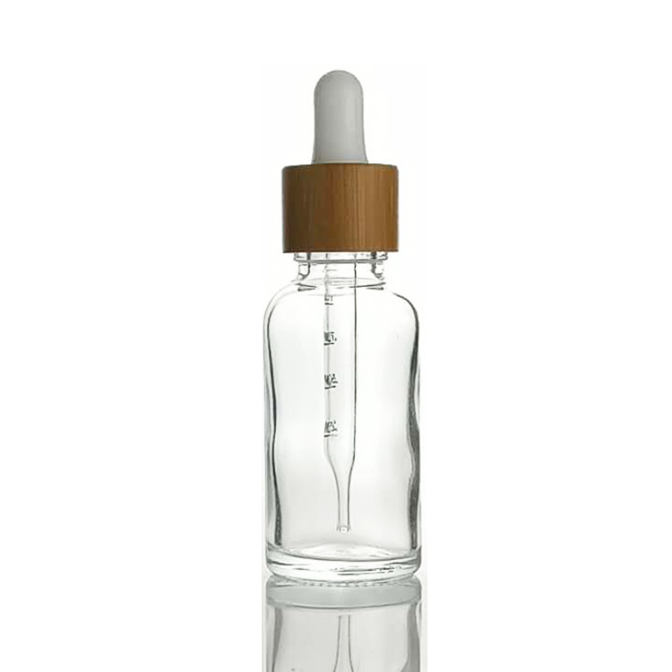 cosmetic packaging glass bottle with bamboo dropper eco friendly 30ml 50ml 100ml bamboo dropper