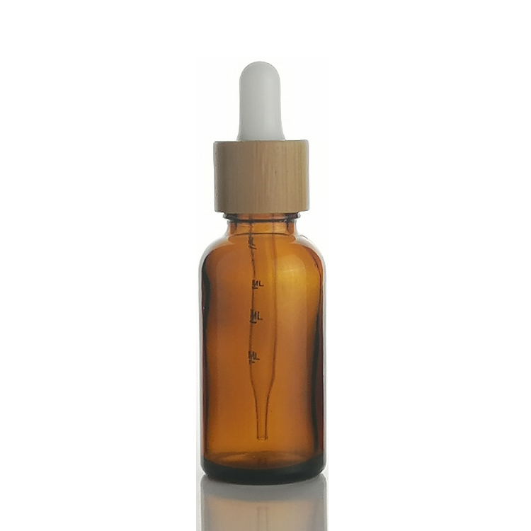 cosmetic packaging glass bottle with bamboo dropper eco friendly 30ml 50ml 100ml bamboo dropper