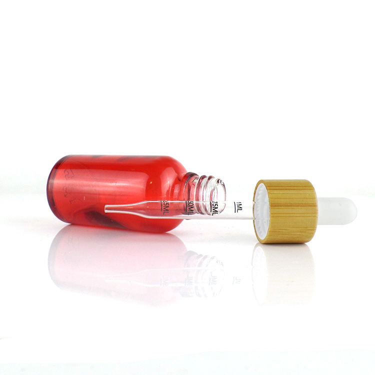 cosmetic packaging glass bottle with bamboo dropper eco friendly 30ml 50ml 100ml bamboo dropper