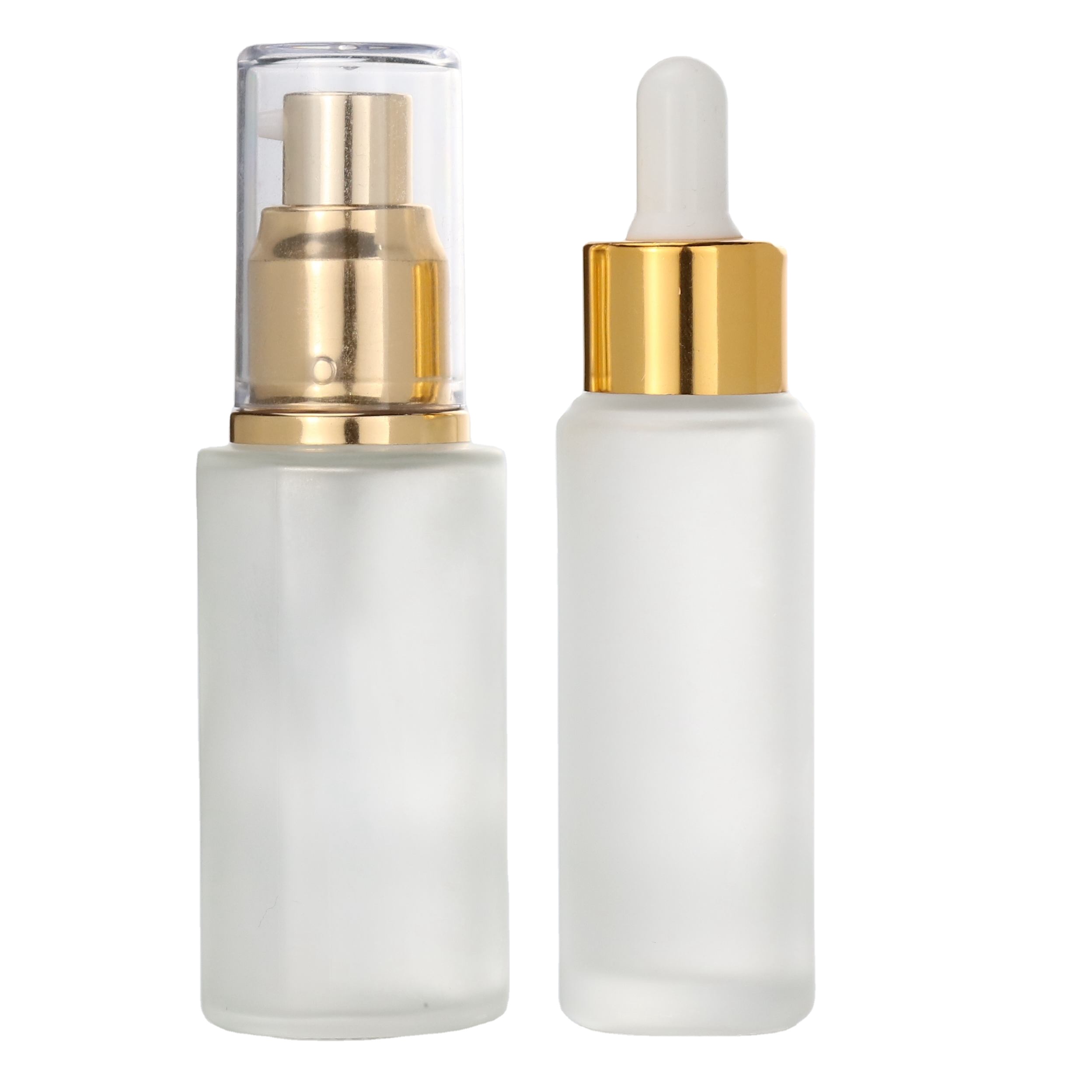 cosmetic packaging glass lotion pump bottle with bamboo cap for serum essential oil essence