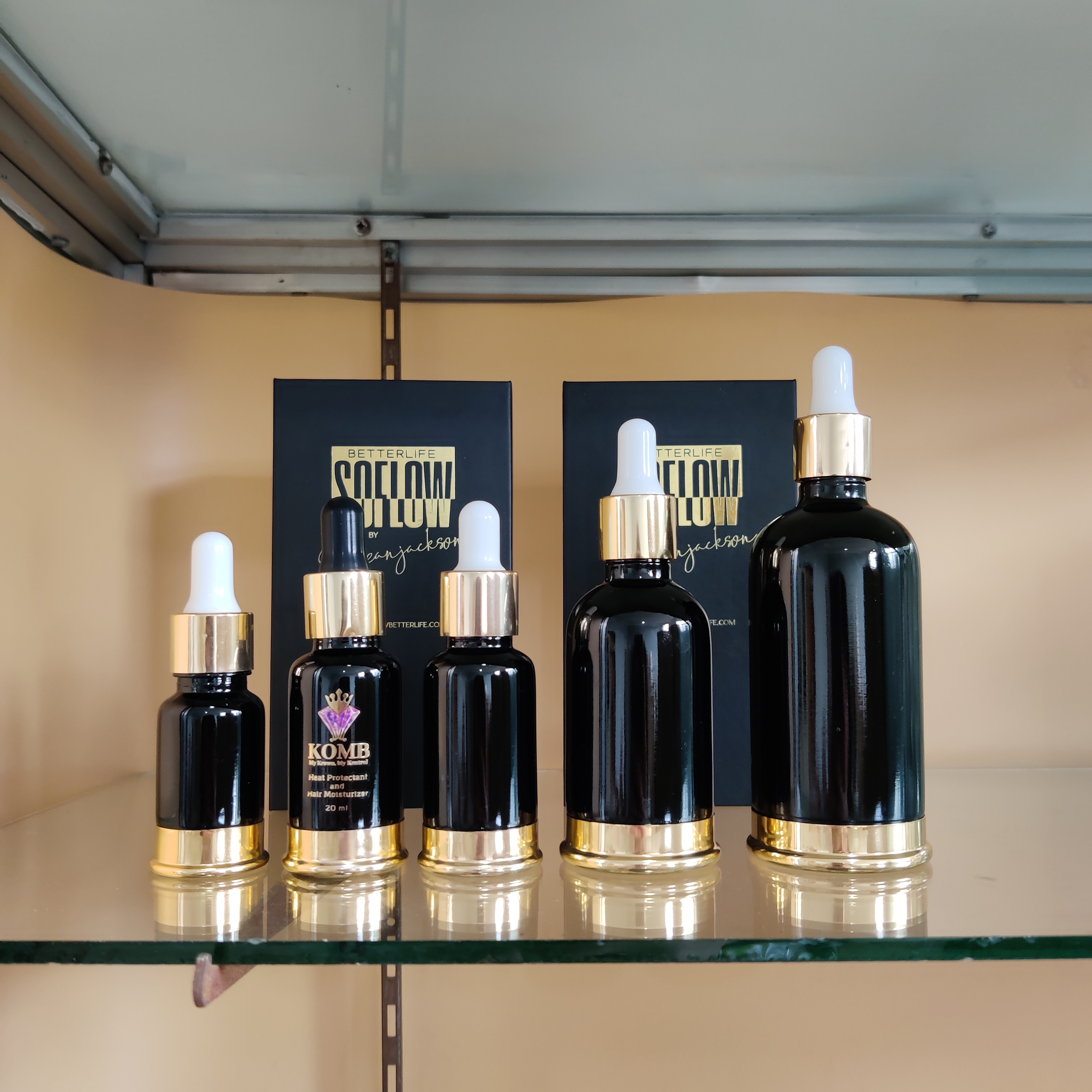 cosmetic packaging gold base metal opal white essential oil glass bottle with dropper bottle screen printing serum bottle