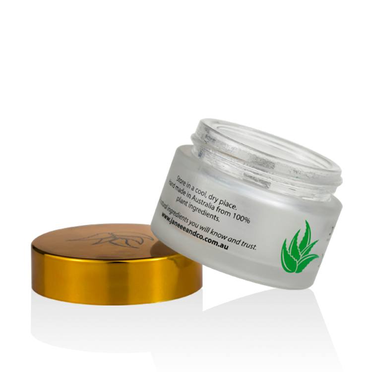 cosmetic packaging logo printing on gold lid frosted glass jar