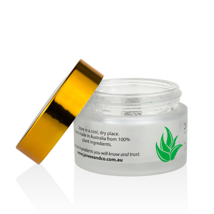 cosmetic packaging logo printing on gold lid frosted glass jar
