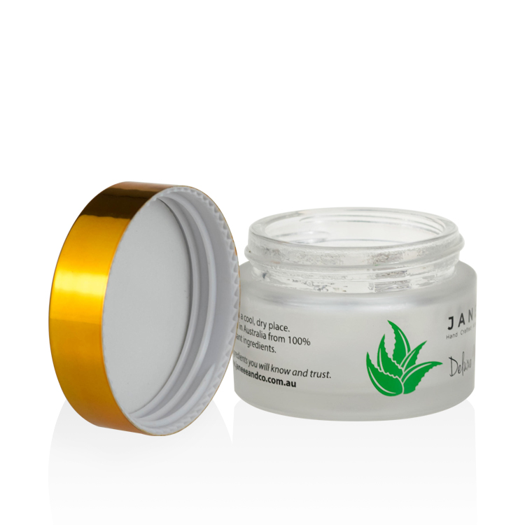 cosmetic packaging logo printing on gold lid frosted glass jar