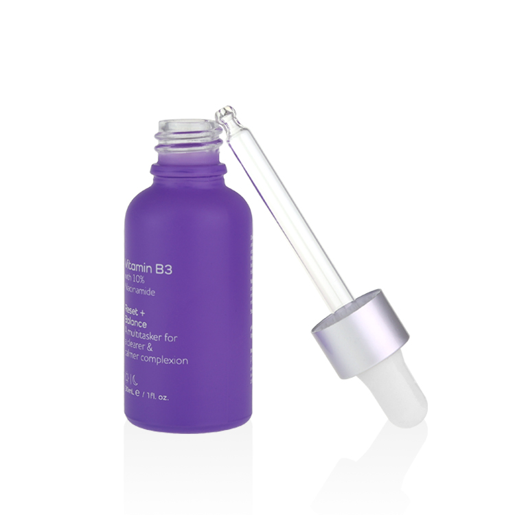 cosmetic packaging matte purple dropper bottles for oil serum