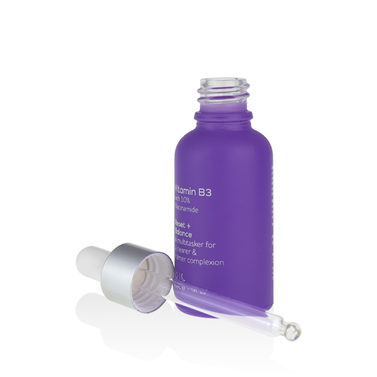 cosmetic packaging matte purple dropper bottles for oil serum
