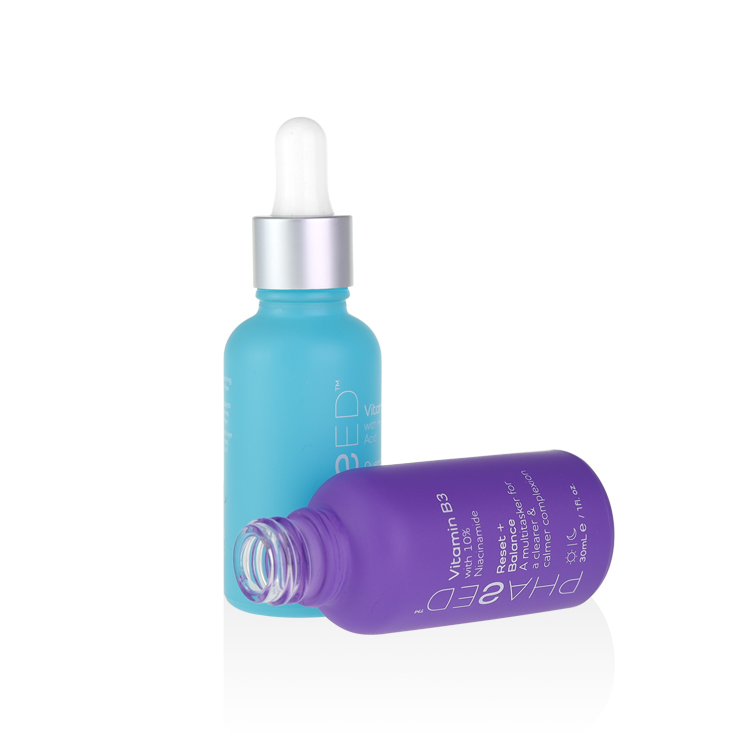 cosmetic packaging matte purple dropper bottles for oil serum