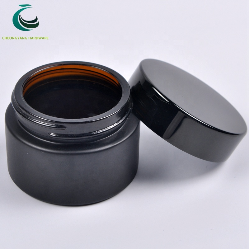 cosmetic packaging nails gel matte glass jar with black aluminum lid