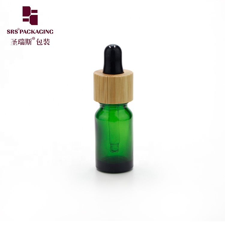 cosmetic packaging no leakage dropper essential oil empty green glass bottle