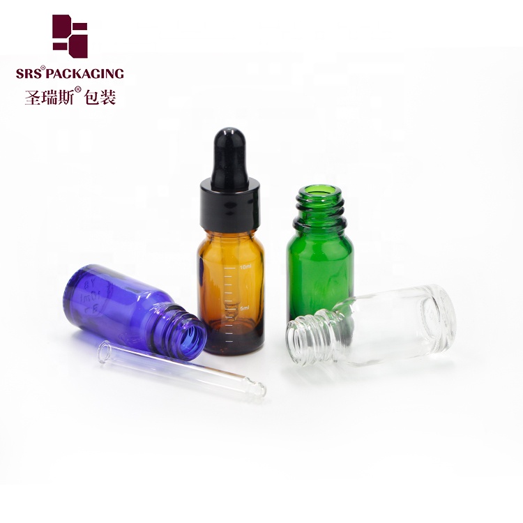 cosmetic packaging no leakage dropper essential oil empty green glass bottle