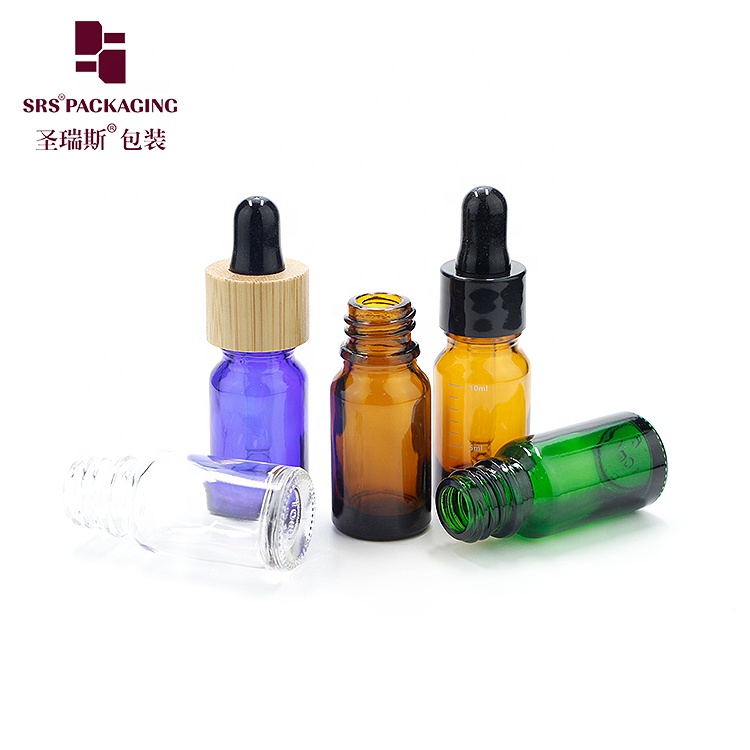 cosmetic packaging no leakage dropper essential oil empty green glass bottle