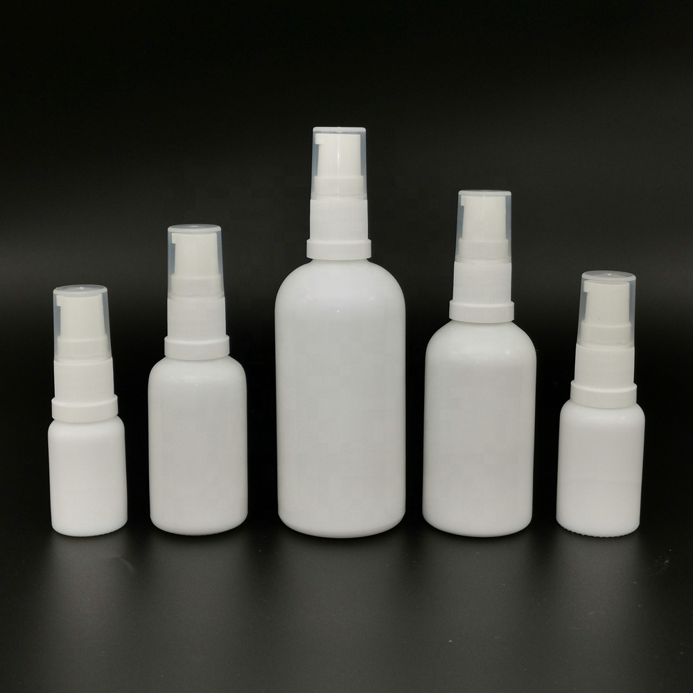 cosmetic packaging opal white glass bottles10ml 15ml 30ml 50ml 100 ml white plastic serum pump bottles 200ml opal glass bottle