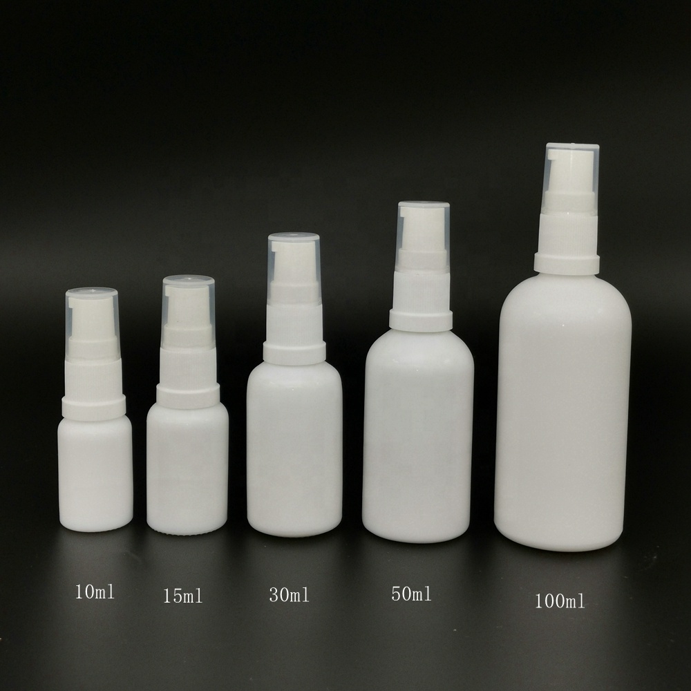 cosmetic packaging opal white glass bottles10ml 15ml 30ml 50ml 100 ml white plastic serum pump bottles 200ml opal glass bottle