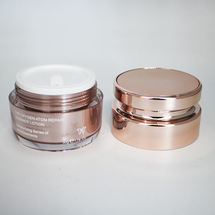 cosmetic packaging plastic facial cream scrub jar with rose gold lid 15g 30g 50g