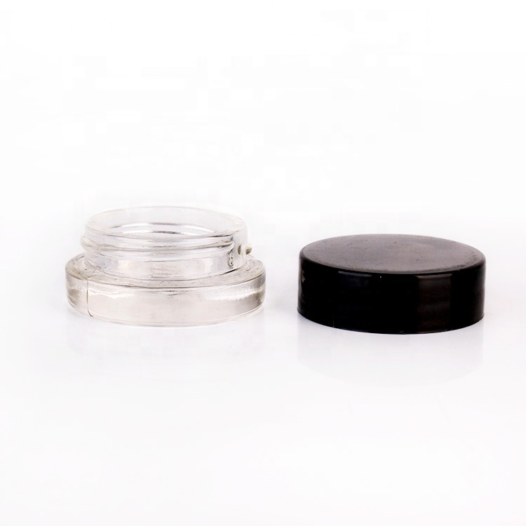 cosmetic packaging portable travel mini 7ml eye cream glass jar with black plastic lid