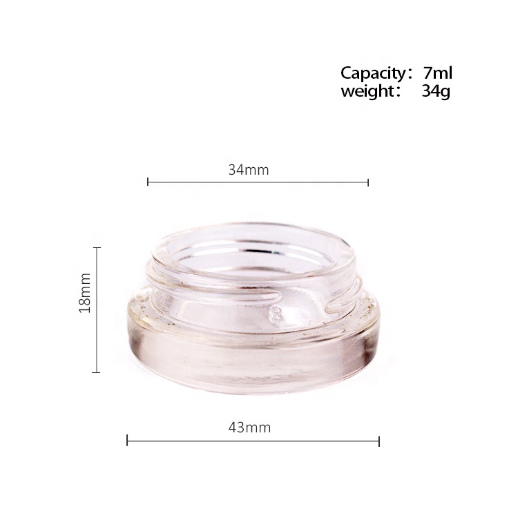 cosmetic packaging portable travel mini 7ml eye cream glass jar with black plastic lid