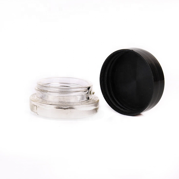 cosmetic packaging portable travel mini 7ml eye cream glass jar with black plastic lid