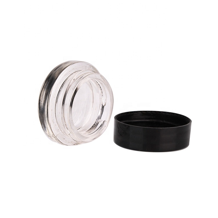 cosmetic packaging portable travel mini 7ml eye cream glass jar with black plastic lid