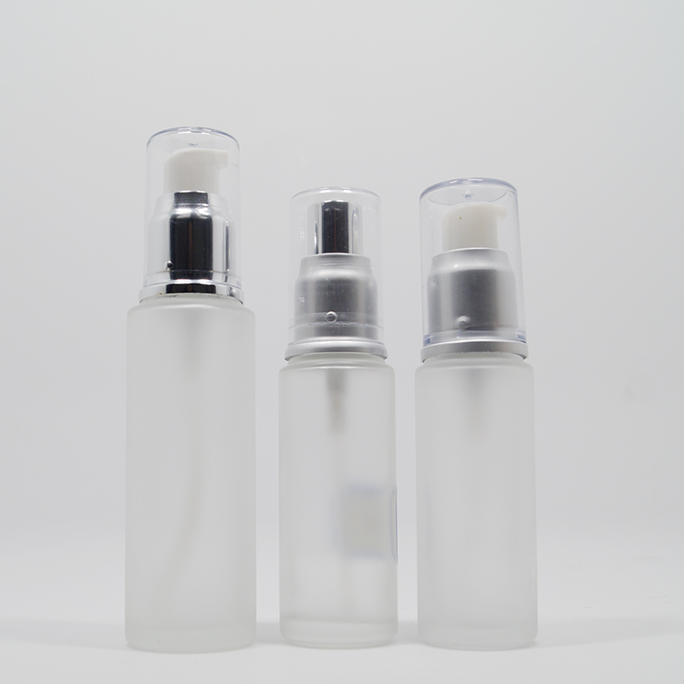 cosmetic packaging screw cap clear frosted glass 100 ml lotion toner bottle with plastic orifice