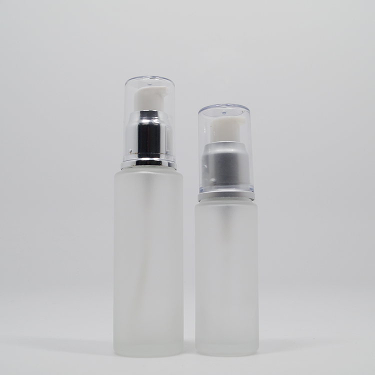 cosmetic packaging screw cap clear frosted glass 100 ml lotion toner bottle with plastic orifice