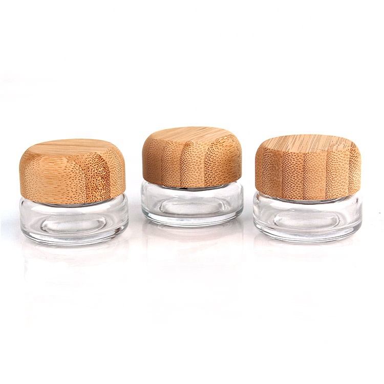 cosmetic packaging supplier Empty Cosmetic Containers 20g glass cream jars with bamboo cap