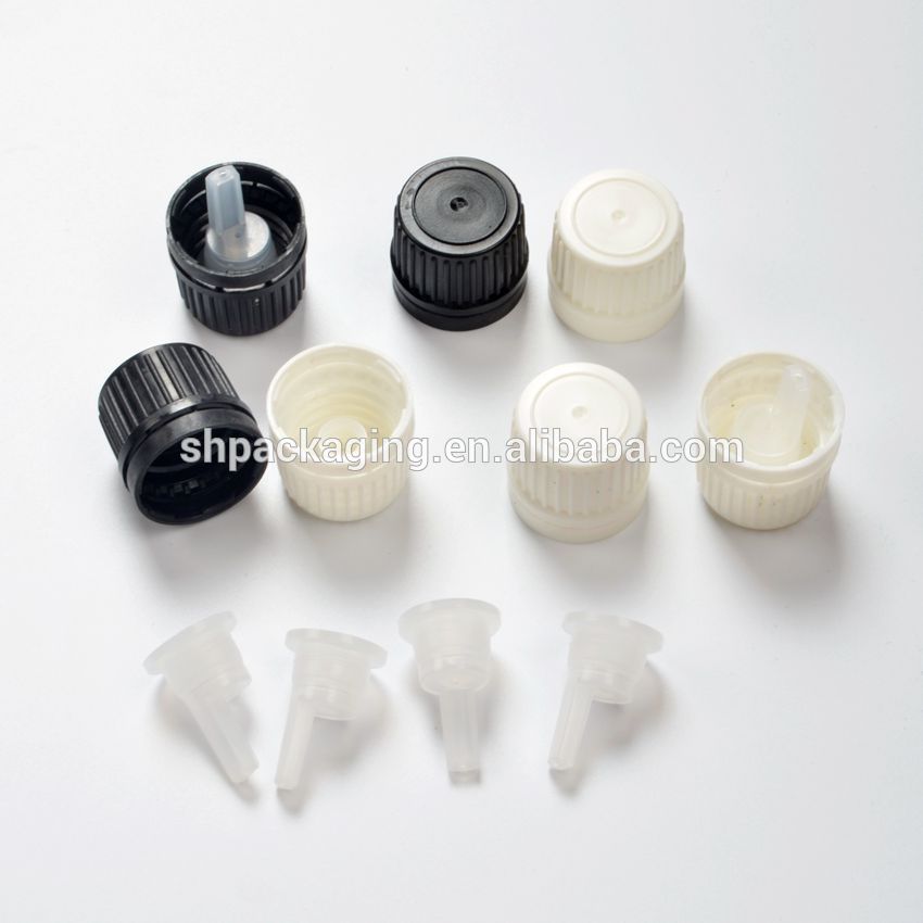 cosmetic packaging tamper evident pilfer proof plastic screw cap for 5 10 15 20 30 50 100 ml green glass essential oil bottle