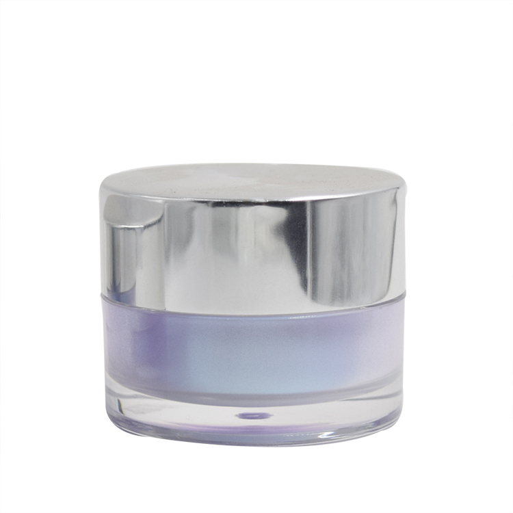 cosmetic packagings acrylic container 15ml 30ml 50ml light violet acrylic cream jar with silver lid