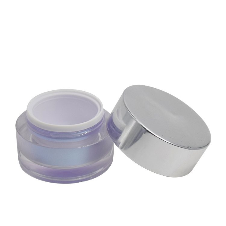 cosmetic packagings acrylic container 15ml 30ml 50ml light violet acrylic cream jar with silver lid