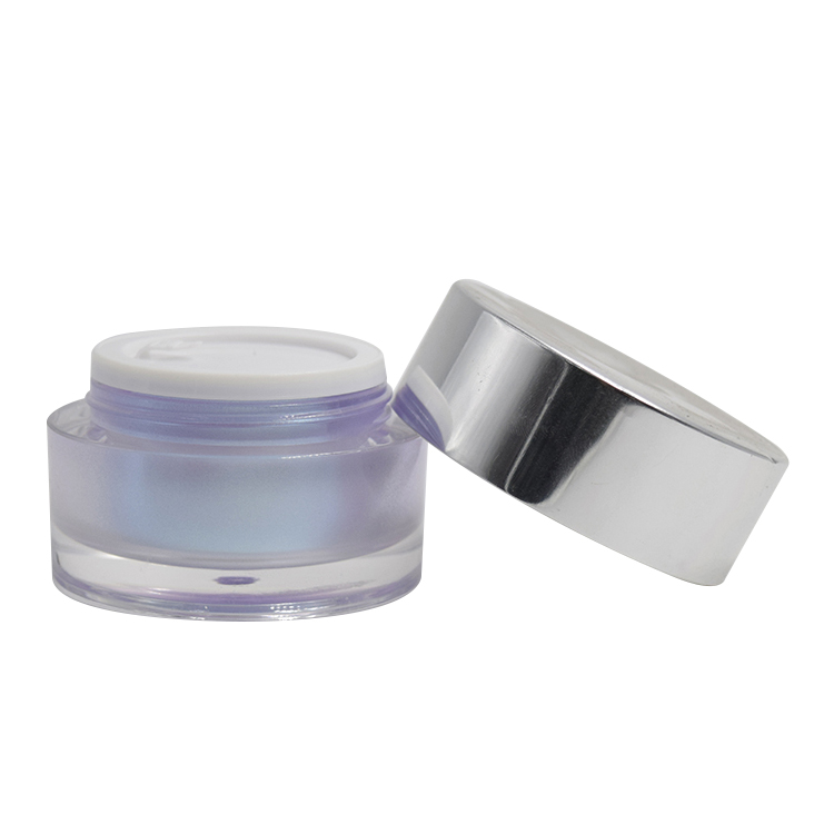 cosmetic packagings acrylic container 15ml 30ml 50ml light violet acrylic cream jar with silver lid