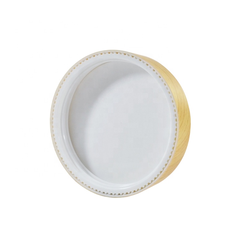 cosmetic packing 30g 50g 150g 250g double wall PP plastic cream jar with bamboo wood Hydrographic printing lids