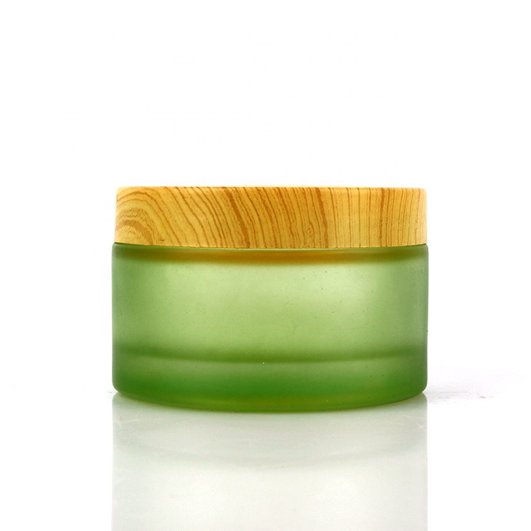cosmetic packing 7oz green  frosted glass bottle cream jars empty cosmetic container