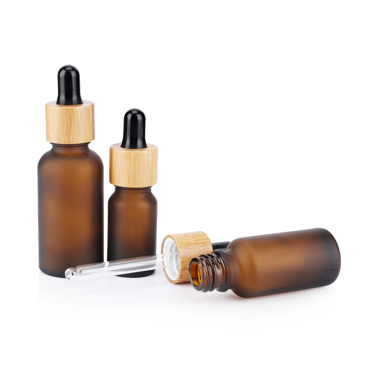 cosmetic packing essential oil bottle with bamboo dropper