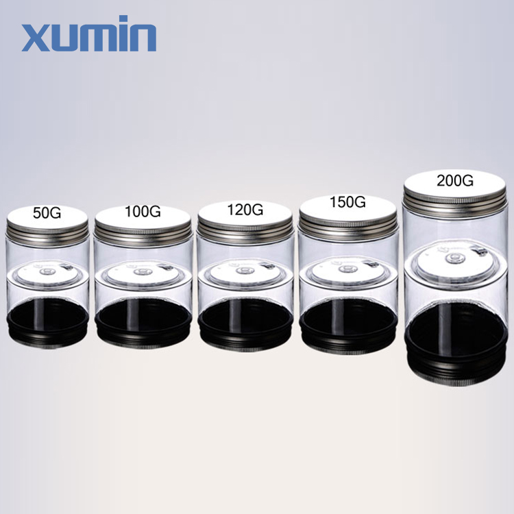 cosmetic pet plastic jar 50G 100G 120G 150G 200G silvery lids cream clear jar