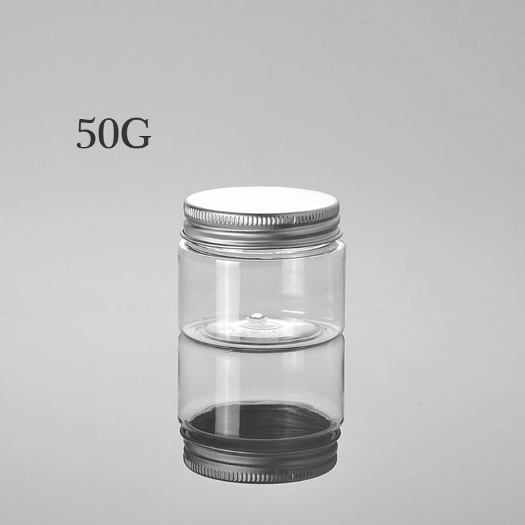cosmetic pet plastic jar 50G 100G 120G 150G 200G silvery lids cream clear jar