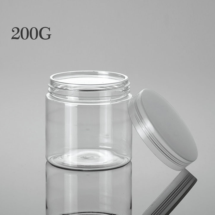 cosmetic pet plastic jar 50G 100G 120G 150G 200G silvery lids cream clear jar