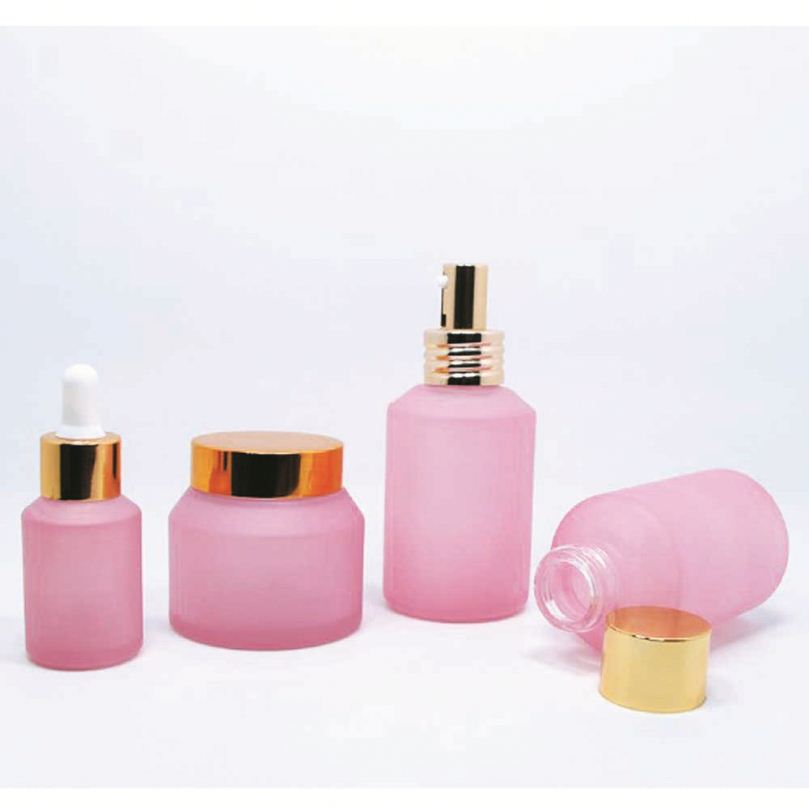 cosmetic pink cosmetic glass jar and cream bottle for cream cosmet GJ-148C