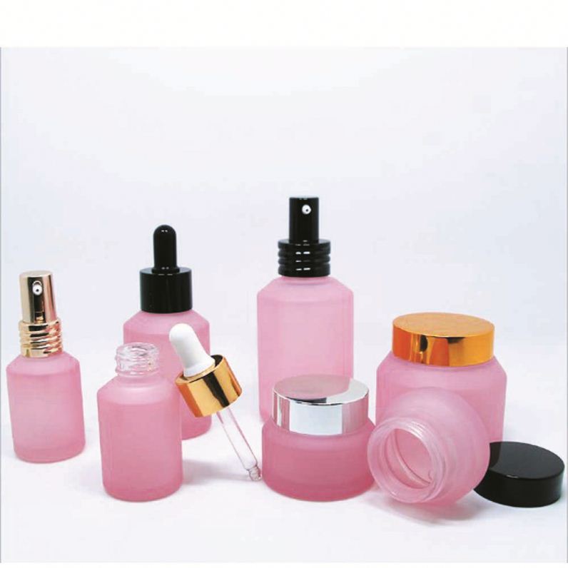 cosmetic pink cosmetic glass jar and cream bottle for cream cosmet GJ-148C