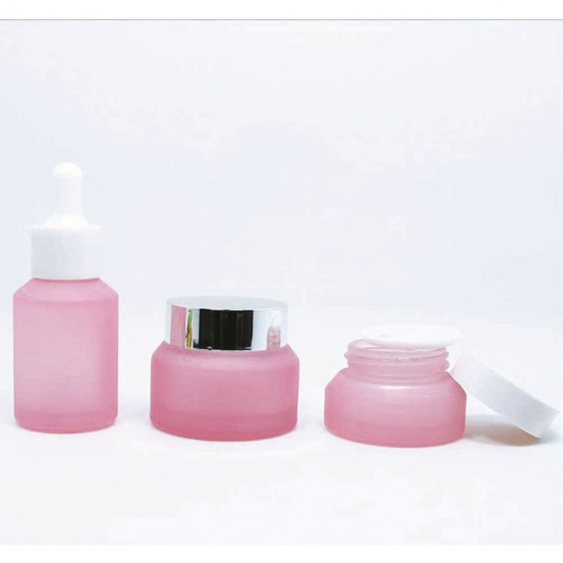 cosmetic pink cosmetic glass jar and cream bottle for cream cosmet GJ-148C