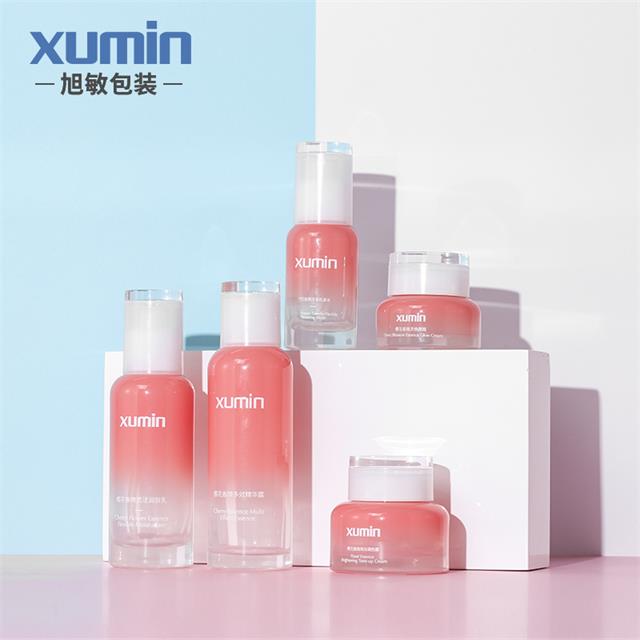 cosmetic pink glass bottles 30g 50g 40ml 100ml 120ml glass jars and bottles packaging