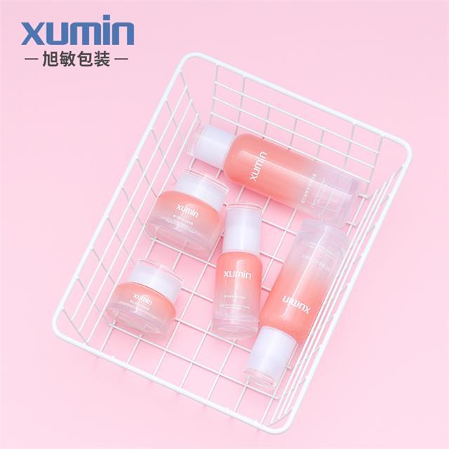 cosmetic pink glass bottles 30g 50g 40ml 100ml 120ml glass jars and bottles packaging