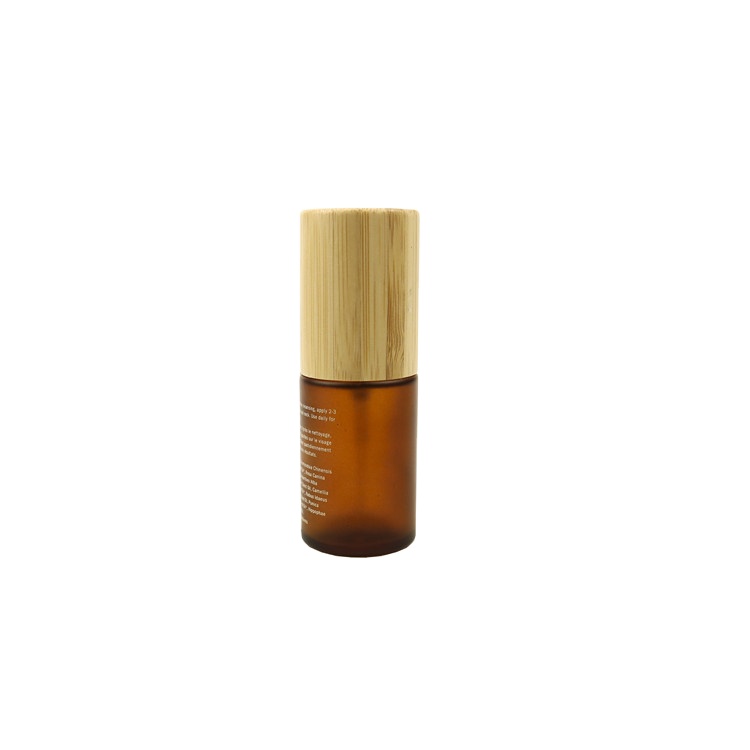 cosmetic pump luxury serum bottle 100ml amber glass bottles with pump with bamboo cap/lid 50ml 30ml15ml