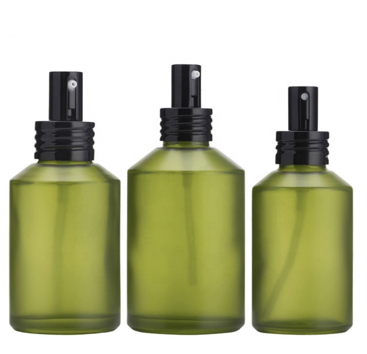 cosmetic recycled glass packaging bottles cosmetic bottle matt green empty lotion bottles for lotion