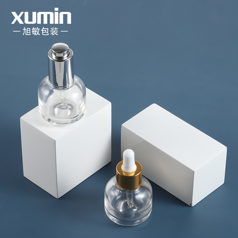 cosmetic round clear 30ml glass dropper for cosmetic essential oil bottle