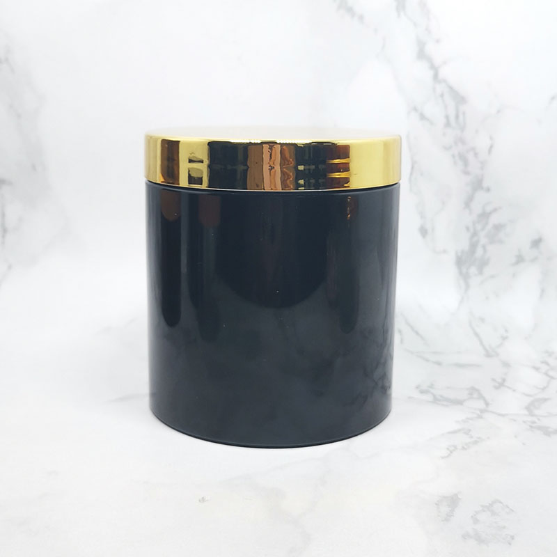 cosmetic round hair pomade plastic containers gold cap black pet jar 500ml