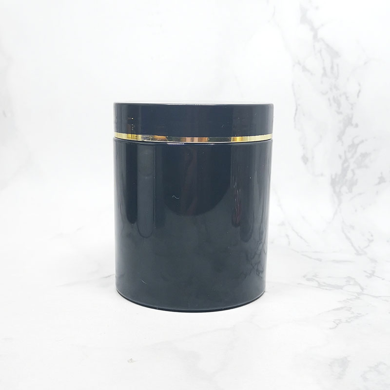 cosmetic round hair pomade plastic containers gold cap black pet jar 500ml