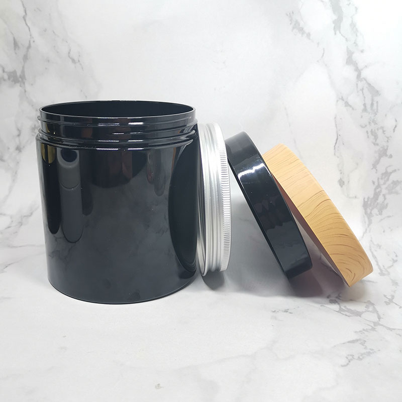 cosmetic round hair pomade plastic containers gold cap black pet jar 500ml