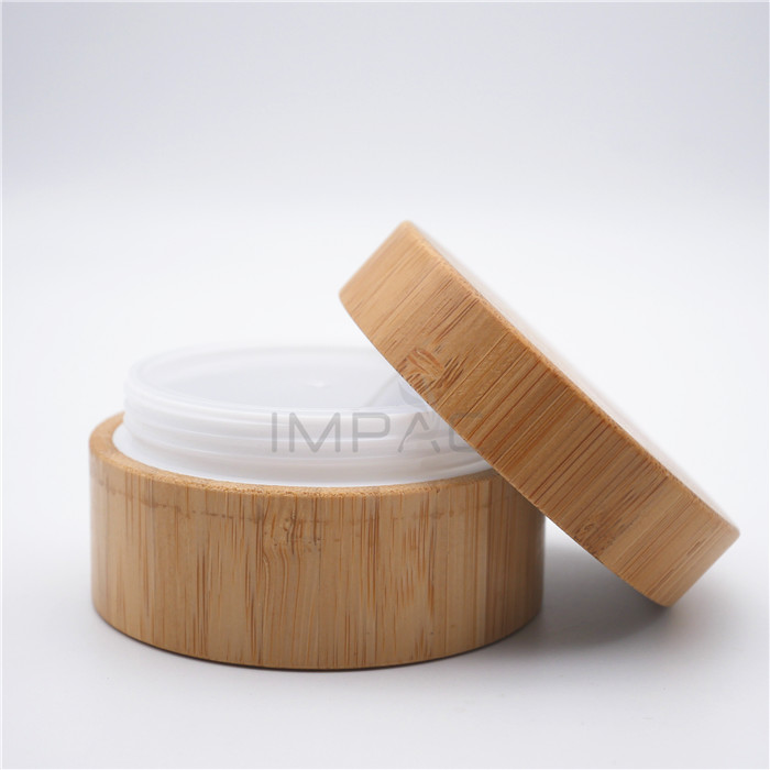 cosmetic screw lid cosmetic bamboo wood cream jar with PP inner 50g
