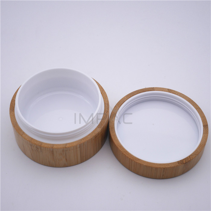 cosmetic screw lid cosmetic bamboo wood cream jar with PP inner 50g