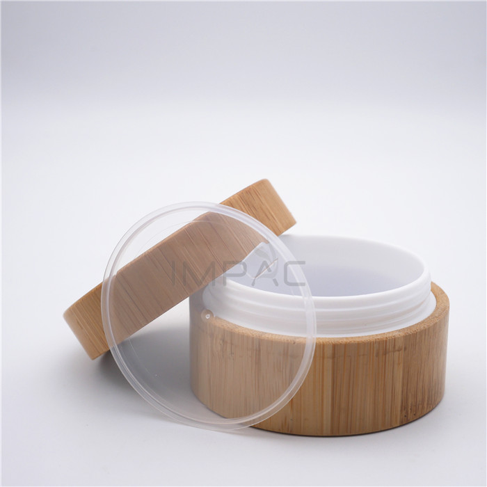cosmetic screw lid cosmetic bamboo wood cream jar with PP inner 50g