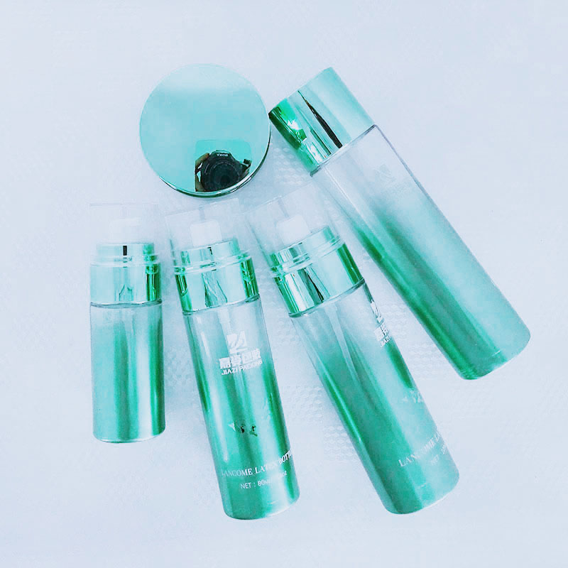 cosmetic set custom rose gold skin care oil lotion pump glass bottle for serum